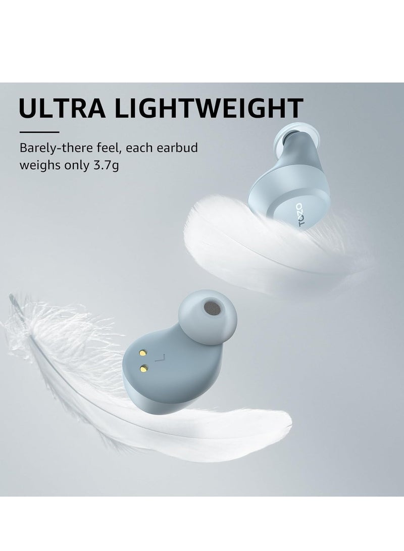 TOZO A1 Mini Wireless Earbuds Bluetooth 5.3 in Ear Light-Weight Headphones Built-in Microphone, IPX5 Waterproof, Immersive Premium Sound Long Distance Connection Headset with Charging Case, Blue