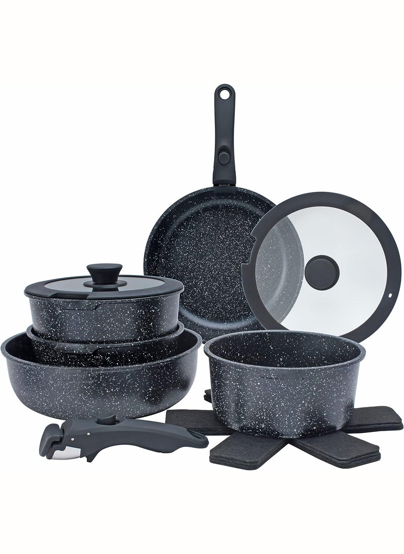 15-Piece Removable Medical Stone Non-Stick Pot and Pan Set