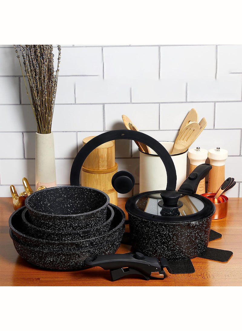 15-Piece Removable Medical Stone Non-Stick Pot and Pan Set