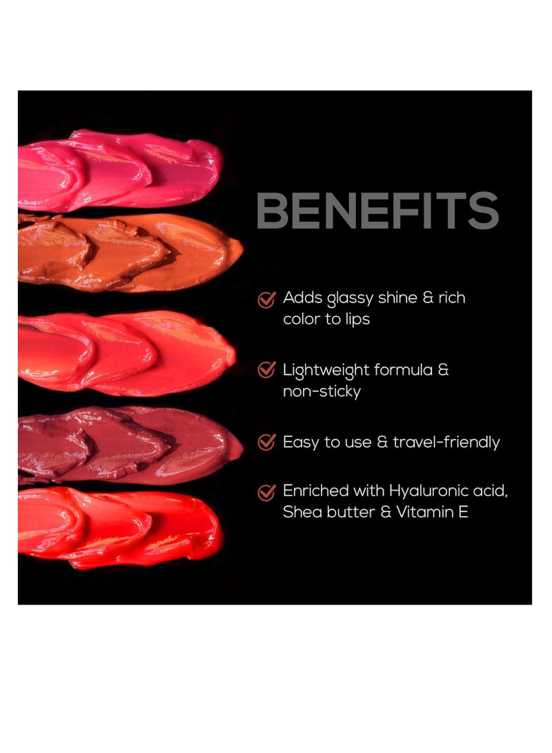 RENEE Shine on Lip Lacquer Nude 1.8ml Non Sticky and Non Drying Formula Long Lasting Moisturizing Effect Compact and Easy to Carry