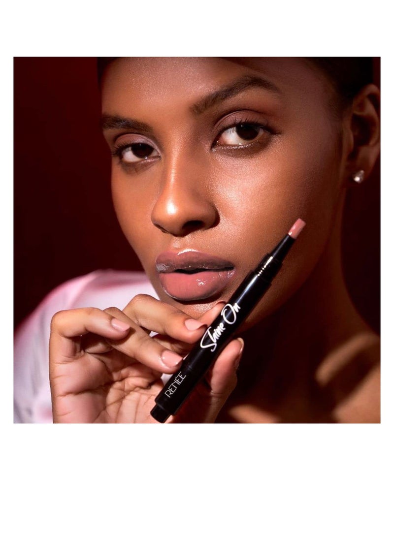 RENEE Shine on Lip Lacquer Nude 1.8ml Non Sticky and Non Drying Formula Long Lasting Moisturizing Effect Compact and Easy to Carry