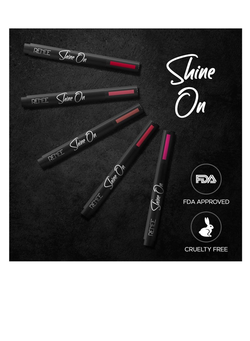 RENEE Shine on Lip Lacquer Nude 1.8ml Non Sticky and Non Drying Formula Long Lasting Moisturizing Effect Compact and Easy to Carry