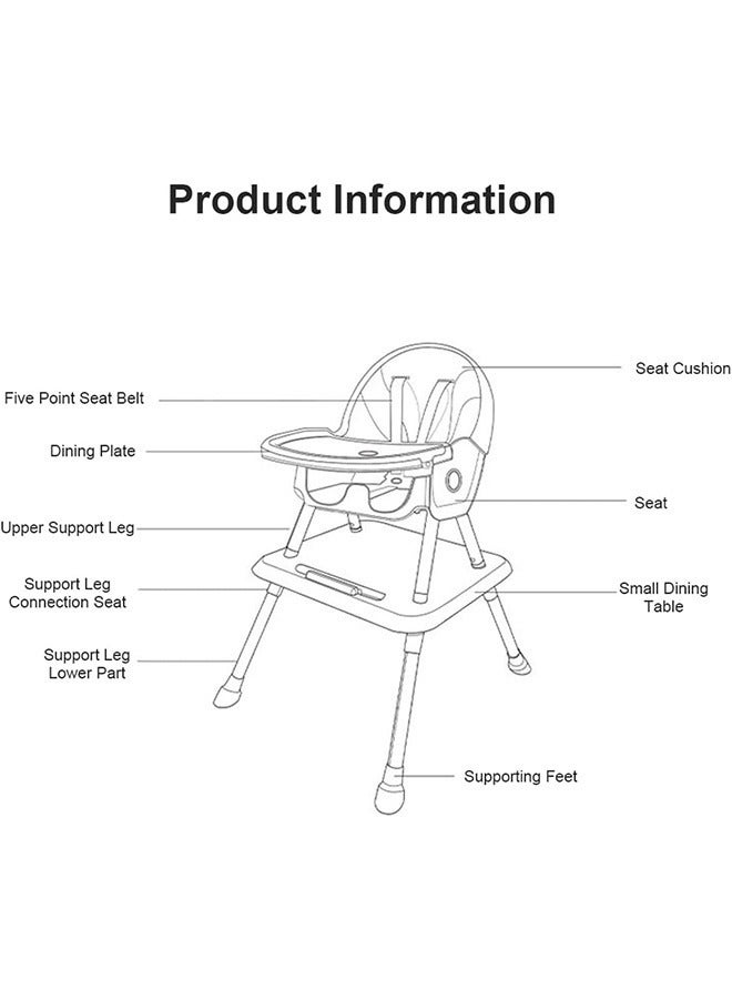 Baby High Chair dining chair multifunctional foldable dining table and chairs removable student backrest desk study chair 52 x 26 x 59cm(pink)