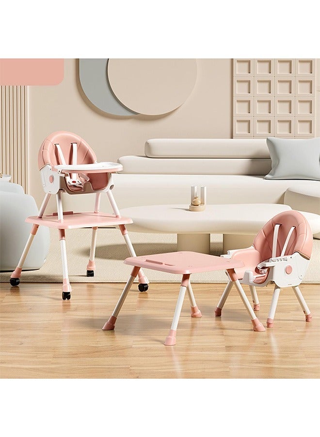 Baby High Chair dining chair multifunctional foldable dining table and chairs removable student backrest desk study chair 52 x 26 x 59cm(pink)