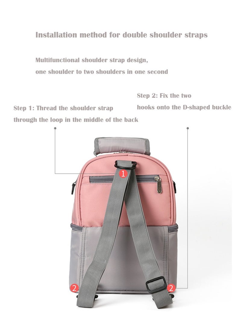 Breastmilk Bottles Cooler Bag,Nylon Breast Pump Bag Backpack with Cooler Compartment,Double Layer Breast Pump Carrying Bag for Nursing Moms,Fits 6 Bottles