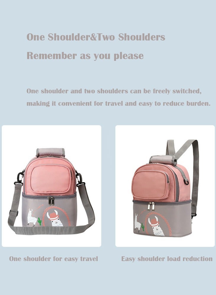 Breastmilk Bottles Cooler Bag,Nylon Breast Pump Bag Backpack with Cooler Compartment,Double Layer Breast Pump Carrying Bag for Nursing Moms,Fits 6 Bottles