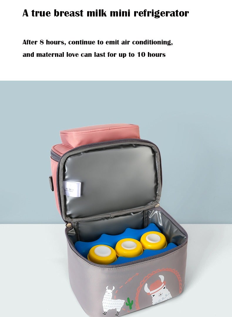 Breastmilk Bottles Cooler Bag,Nylon Breast Pump Bag Backpack with Cooler Compartment,Double Layer Breast Pump Carrying Bag for Nursing Moms,Fits 6 Bottles