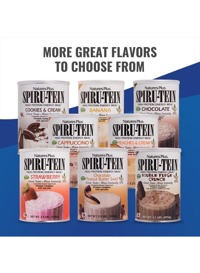 NaturesPlus SPIRU-TEIN Shake - Banana Flavor - 2.4 lbs, Spirulina Protein Powder - Plant Based Meal Replacement, Vitamins & Minerals For Energy - Vegetarian, Gluten-Free - 32 Servings