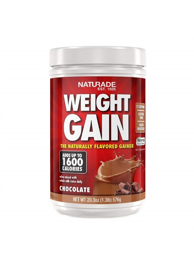 All Natural Weight Gain Drink Mix - Gluten Free, Delicious Taste, 1600 Calories per Servings - Mass Gainer w/Carbohydrates & Protein - Chocolate, 20.3 Ounce (12 Servings).