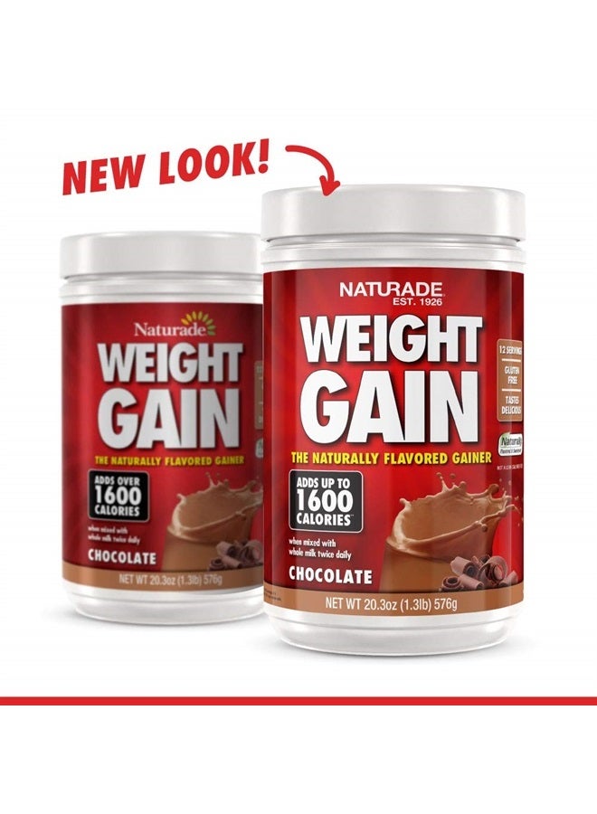 All Natural Weight Gain Drink Mix - Gluten Free, Delicious Taste, 1600 Calories per Servings - Mass Gainer w/Carbohydrates & Protein - Chocolate, 20.3 Ounce (12 Servings).