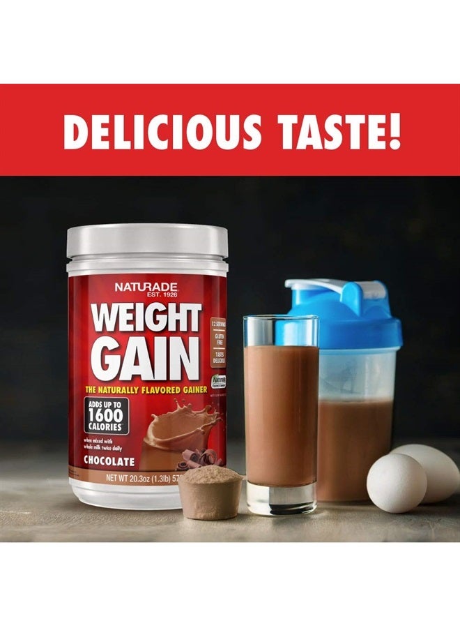 All Natural Weight Gain Drink Mix - Gluten Free, Delicious Taste, 1600 Calories per Servings - Mass Gainer w/Carbohydrates & Protein - Chocolate, 20.3 Ounce (12 Servings).