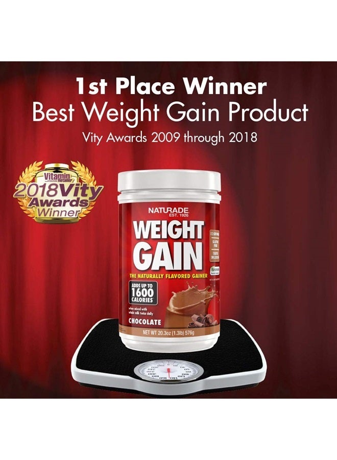 All Natural Weight Gain Drink Mix - Gluten Free, Delicious Taste, 1600 Calories per Servings - Mass Gainer w/Carbohydrates & Protein - Chocolate, 20.3 Ounce (12 Servings).