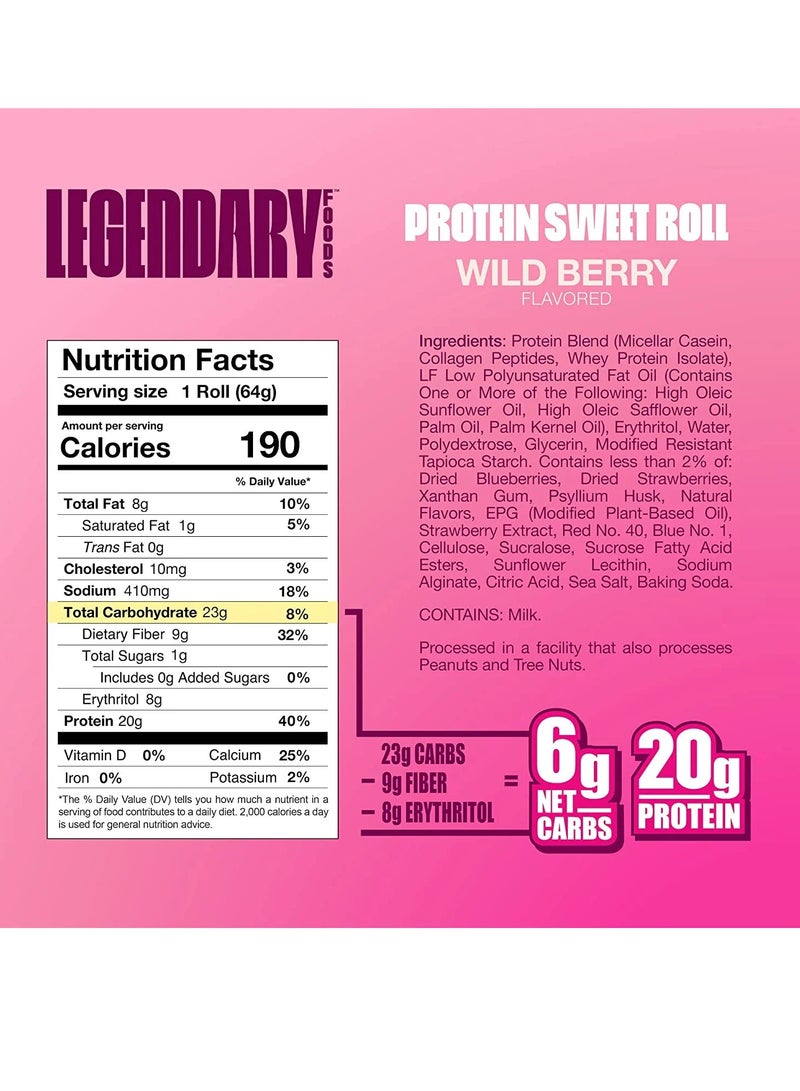LGD Protein Sweet Roll 67g Wild Berry (1x8)