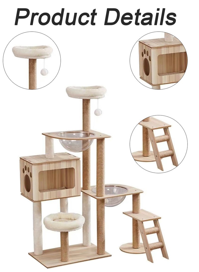 Cat Climbing Frame Transparent Capsule Cat Nest Cat Tree Multi-Level Cat Tower Cat House Activity Center Condo Cat Scratching Post Cat Toys