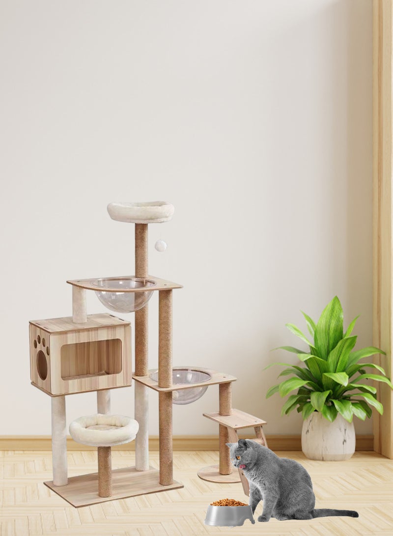 Cat Climbing Frame Transparent Capsule Cat Nest Cat Tree Multi-Level Cat Tower Cat House Activity Center Condo Cat Scratching Post Cat Toys