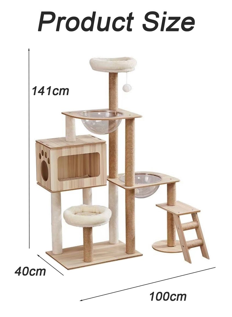 Cat Climbing Frame Transparent Capsule Cat Nest Cat Tree Multi-Level Cat Tower Cat House Activity Center Condo Cat Scratching Post Cat Toys