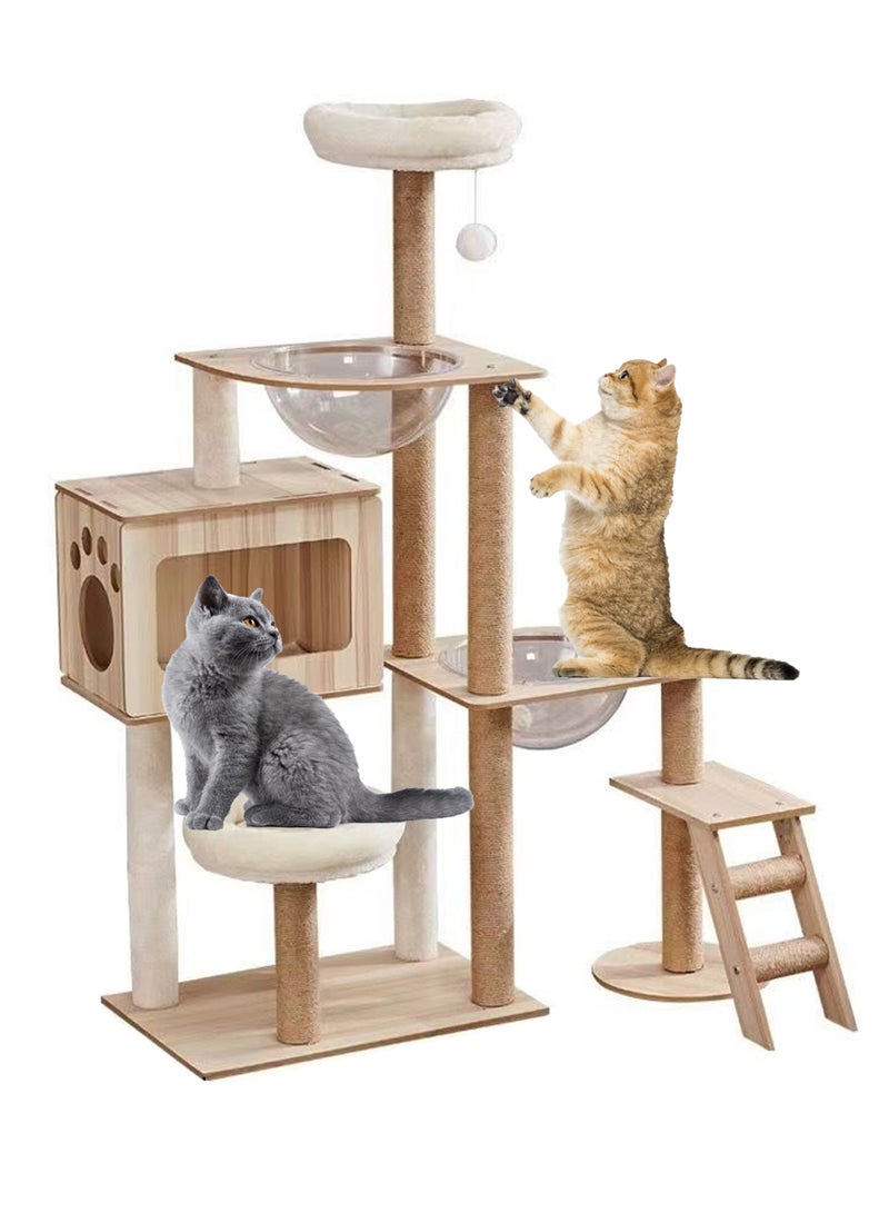 Cat Climbing Frame Transparent Capsule Cat Nest Cat Tree Multi-Level Cat Tower Cat House Activity Center Condo Cat Scratching Post Cat Toys