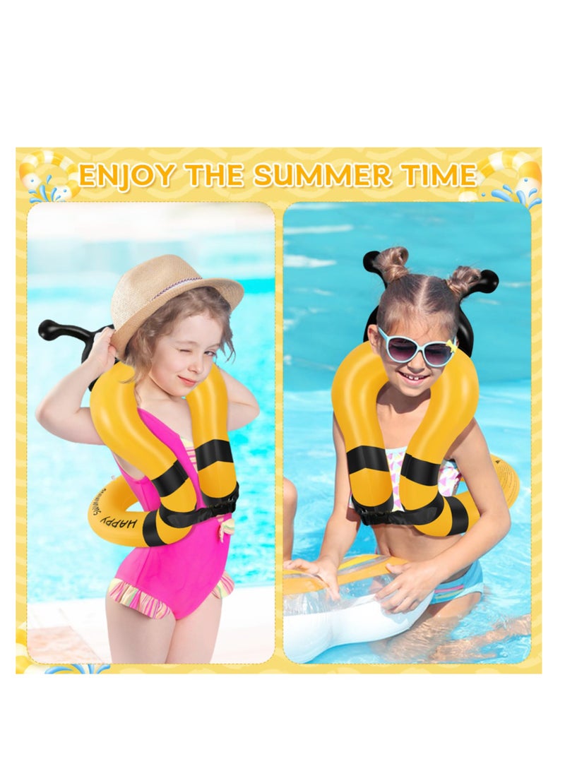 Swim Vest Floaties for Kids, Inflatable Pool Floats Vest with Adjustable Safety Buckle, Swim Vest, Inflatable Swim Jacket, Safety Swimming Arm Bands for Kids 30-70 lbs, Yellow