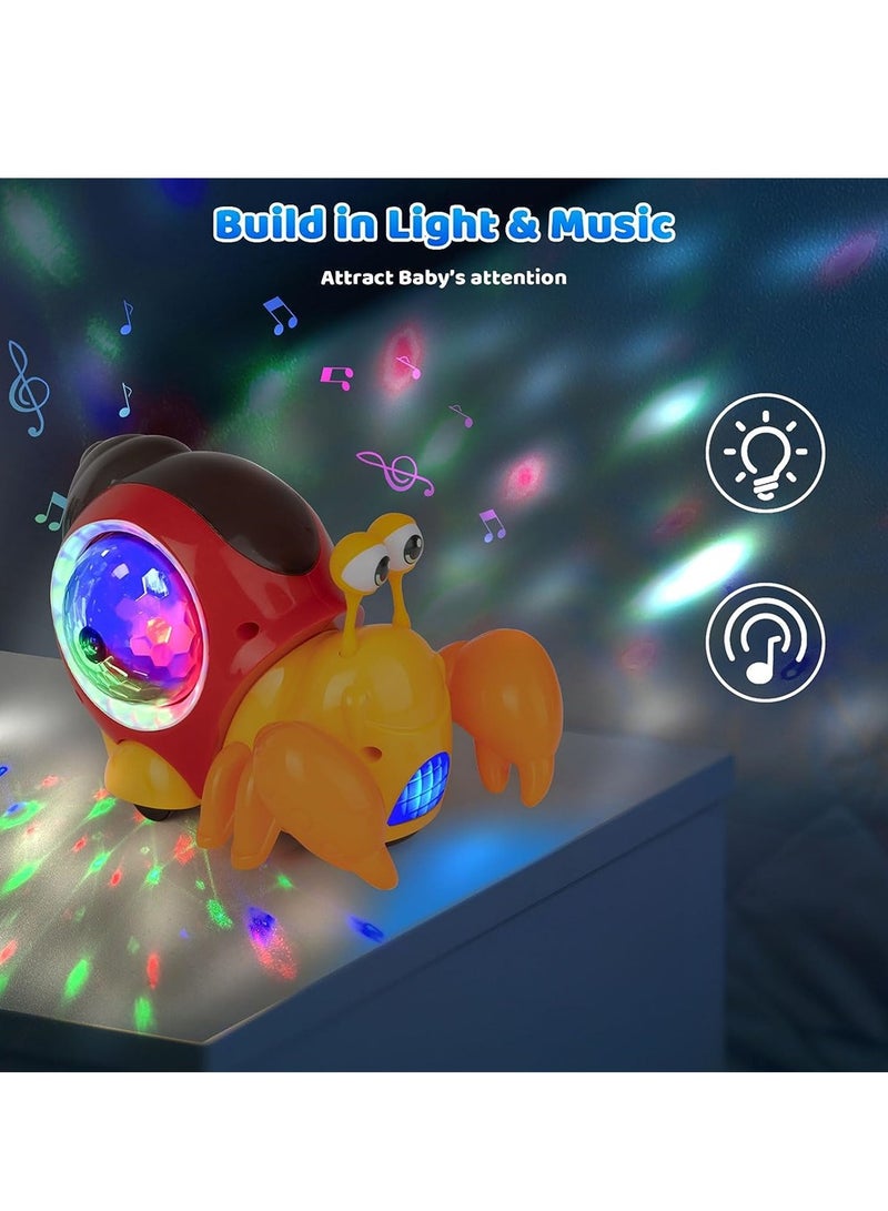 Crawling Crab Toy, Interactive Walking Dancing Toy with Music Sounds & Lights, Automatically Avoid Obstacles, Moving Toddler Toys for Kids Infants, Musical Light up Toys for Babies, Toddlers