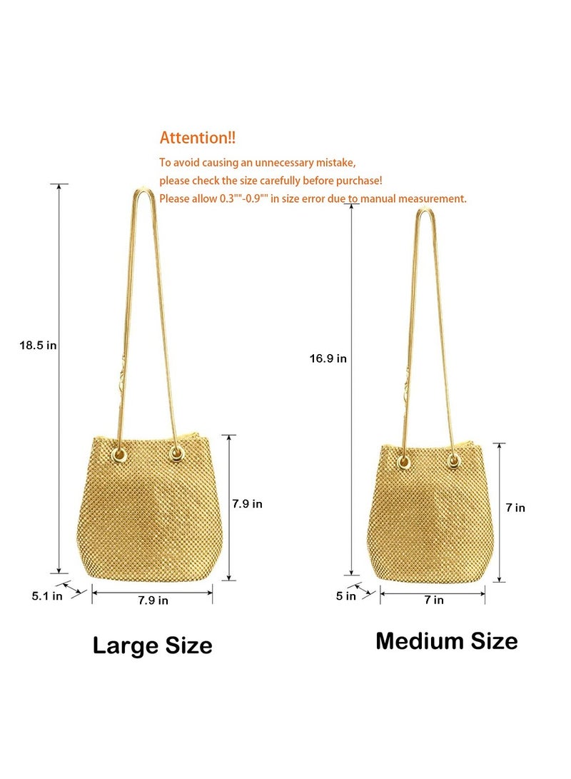 Women's Evening Bag Upgraded Size Full Rhinestones Bucket Bag Shining Shoulder for Party Wedding Date Night