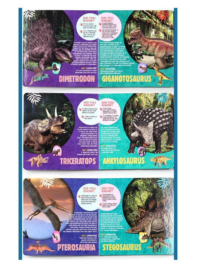 Interactive Dinosaur Book with 12 Realistic Dinosaur Figures, Learning Educational Toys for Kids
