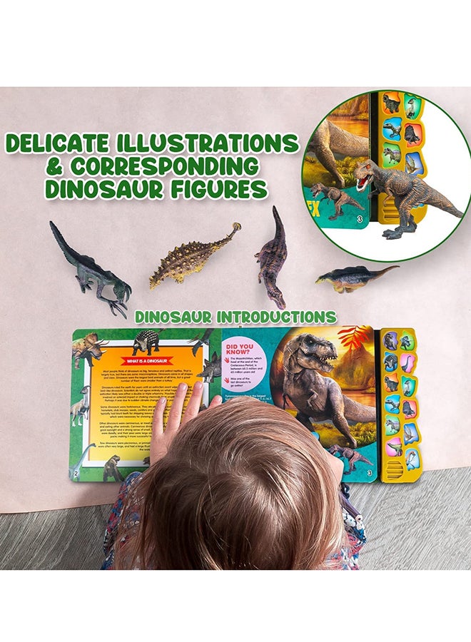 Interactive Dinosaur Book with 12 Realistic Dinosaur Figures, Learning Educational Toys for Kids