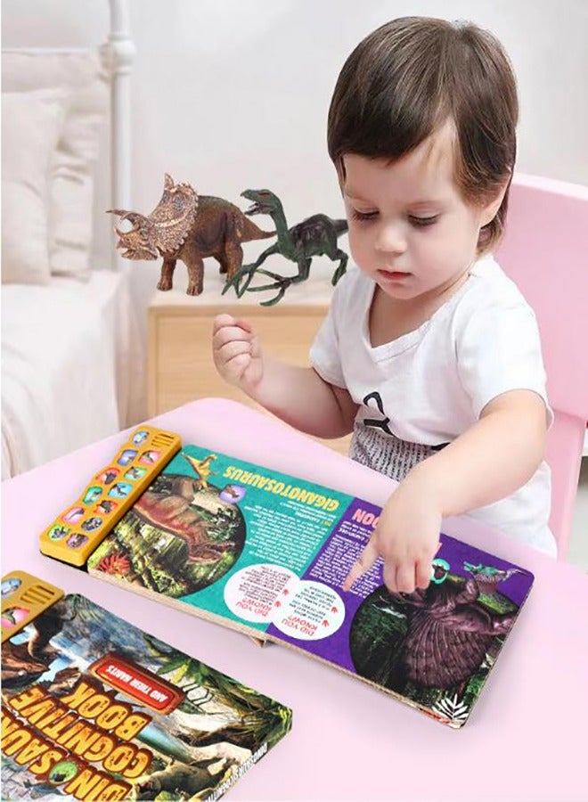 Interactive Dinosaur Book with 12 Realistic Dinosaur Figures, Learning Educational Toys for Kids