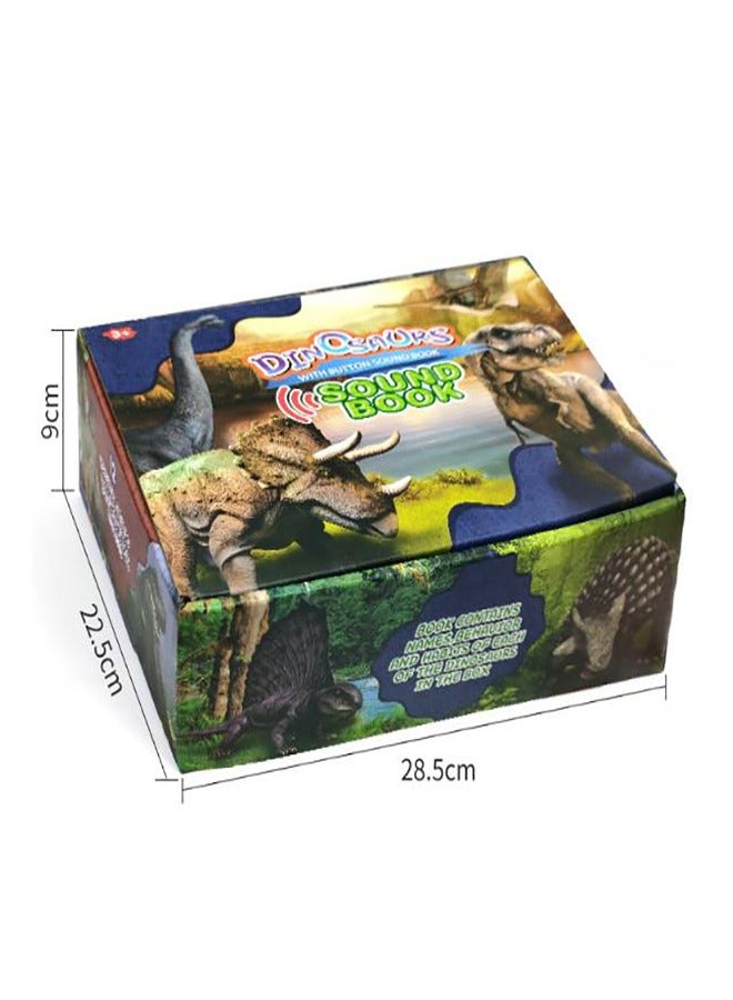 Interactive Dinosaur Book with 12 Realistic Dinosaur Figures, Learning Educational Toys for Kids