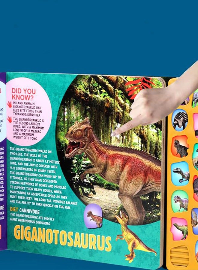 Interactive Dinosaur Book with 12 Realistic Dinosaur Figures, Learning Educational Toys for Kids