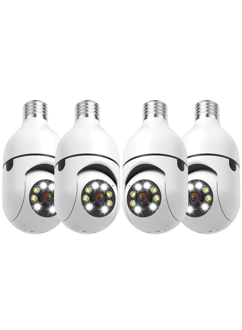 4Pack HD 1080P Wireless Light-Bulb Security Camera, Work with 2.4ghz&5ghz WiFi, Motion Auto Tracking, 2 Way Audio, Spotlight Night Vision, E27 Screw-in CCTV Camera (4pcs)