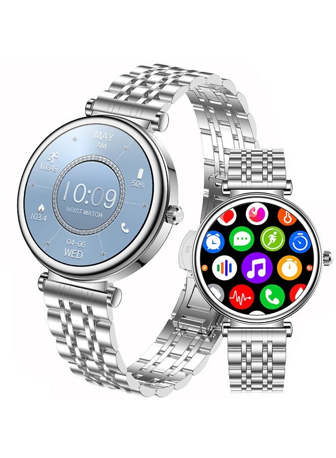 Smart Watches for Women with Diamonds, 1.27”HD Screen Bluetooth Smartwatch for Android iOS Phones, Waterproof Fitness Activity Trackers with Heart Rate/SpO2/BP/Sleep Monitor