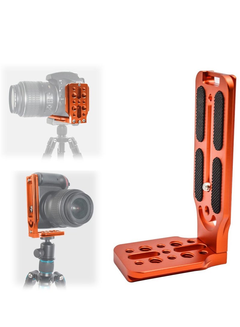 DSLR Camera L Bracket Quick Release Plate Vertical Horizontal Switching Tripod Quick Release Board Compatible with Canon / Nikon / Sony / DJI / Osmo / Ronin / Zhiyun Stabilizer Tripod Monopod (Orange)