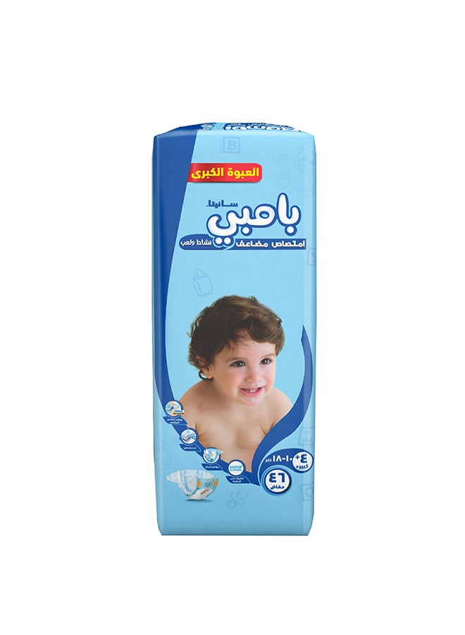 Baby Diapers Giant Pack Size 4+, Large plus, 10-18 KG, 46 Count