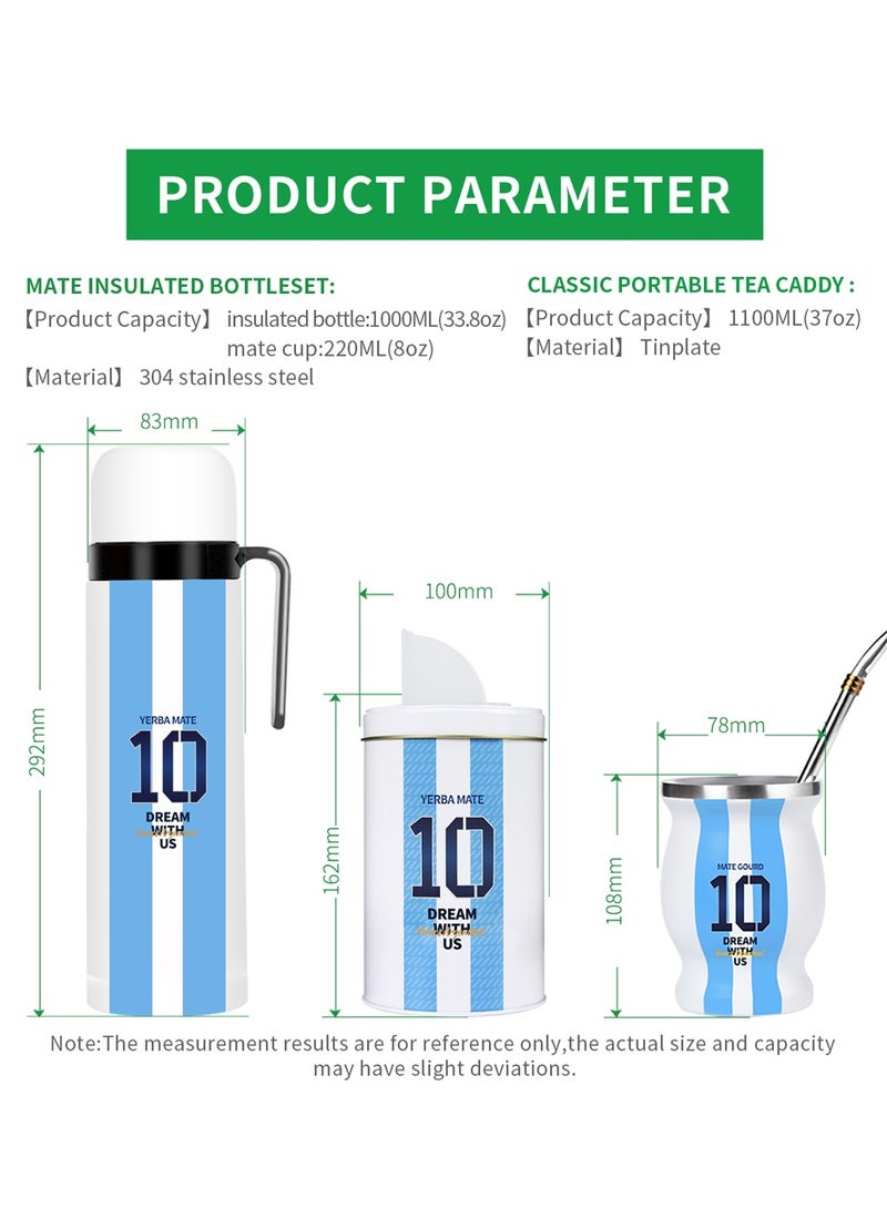 CUOPRU Yerba Mate Cup Set ,Argentina Captain No.10 Style