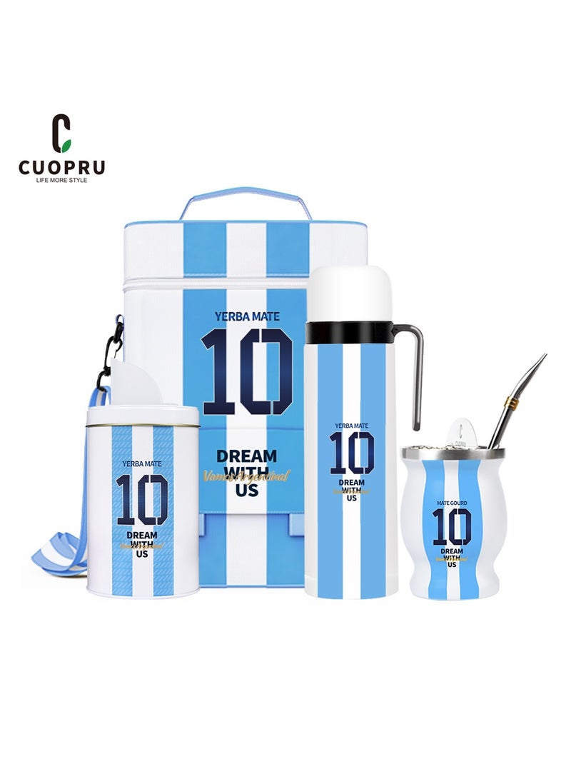 CUOPRU Yerba Mate Cup Set ,Argentina Captain No.10 Style