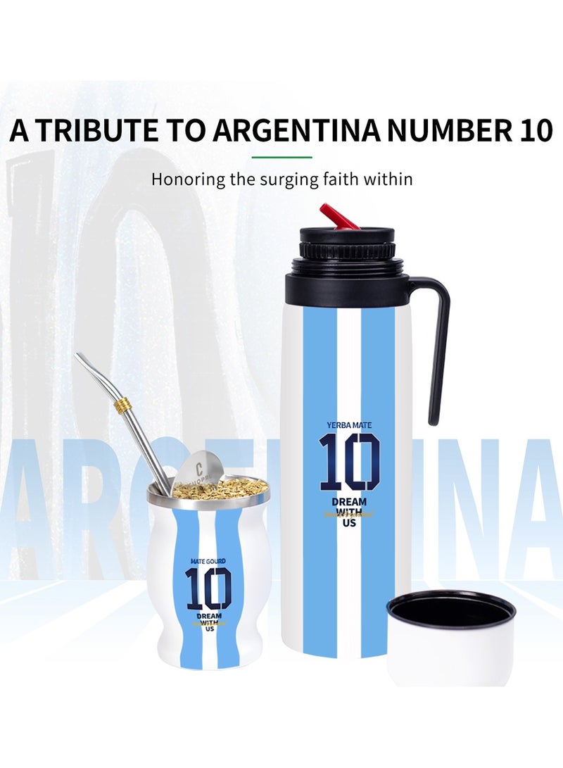 CUOPRU Yerba Mate Cup Set ,Argentina Captain No.10 Style