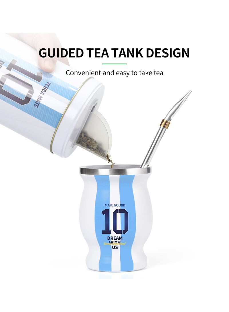 CUOPRU Yerba Mate Cup Set ,Argentina Captain No.10 Style