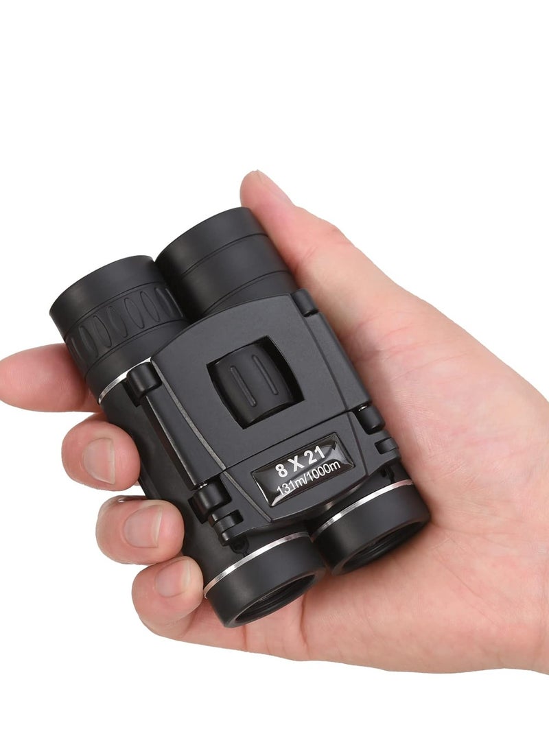 8x21 Mini Compact Pocket Binoculars, Lightweight Foldable Easy Focus Small Binoculars for Adults Kids Bird Watching,Opera Concert, Travel, Hiking, Outdoor Scenery, Football Game