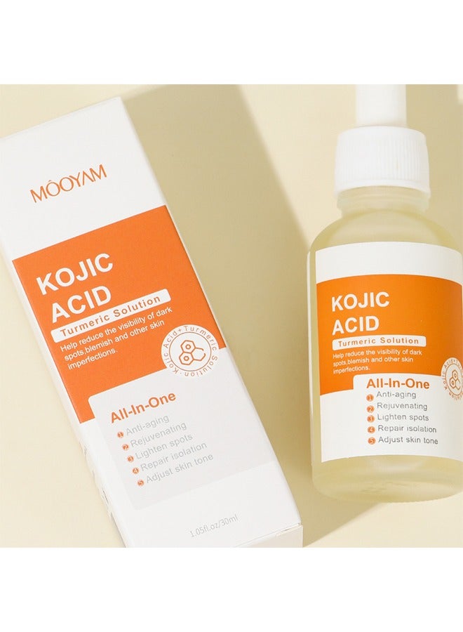 Kojic Acid Turmeric Solution- Reduca The Dark Spots Anti Aging Serum,Lighten Spots,Adjust Skin Tone 30ml