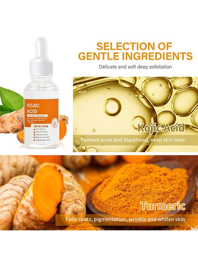 Kojic Acid Turmeric Solution- Reduca The Dark Spots Anti Aging Serum,Lighten Spots,Adjust Skin Tone 30ml