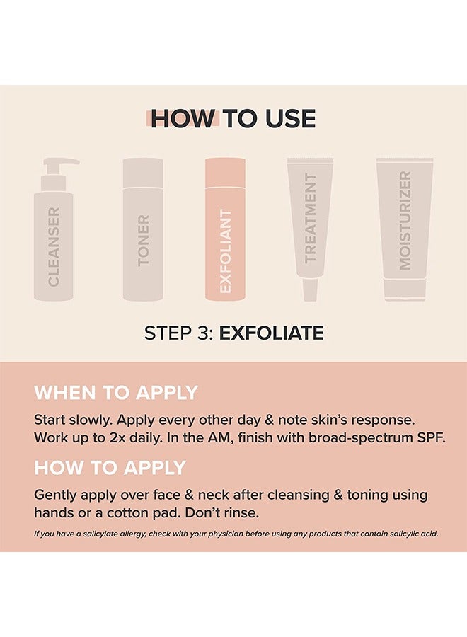 Skin Renewal liquid- pore clear 2% BHA Salicylic Acid Exfoliant Gentle Exfoliator for Blackheads Large Pores Wrinkles and Fine Lines Shrinks Enlarged Pores Smooths and Evens Skin Tone Face Exfoliator