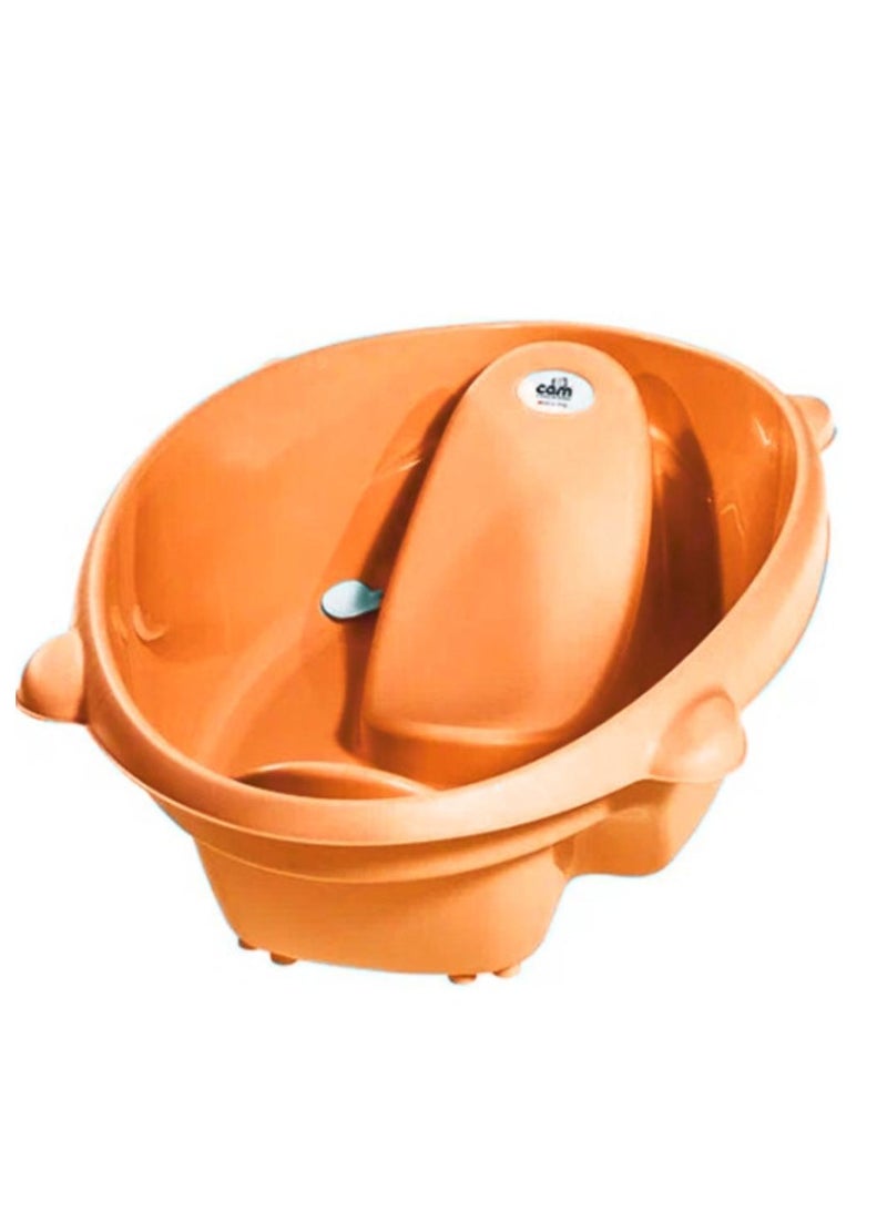 Bollicina Baby Bath Tub - Orange, 1 Piece - From 0 To 12 Months, Support Feet And Plug To Drain The Water, Newborn Bath Tub For Baby, Portable Baby Bathtub, Made In Italy