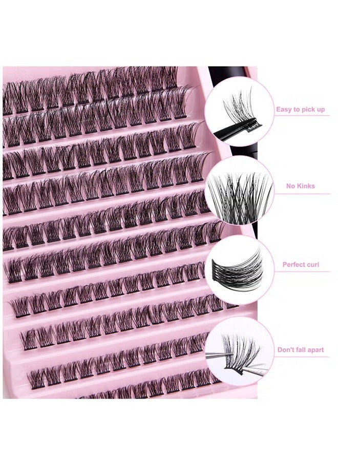 Individual Lashes Cluster Lashes DIY Eyelash Natural Look 3D Effect Black Individual False Eyelashes with Eyelash Glue