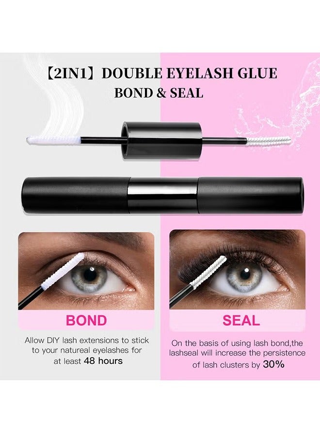 Individual Lashes Cluster Lashes DIY Eyelash Natural Look 3D Effect Black Individual False Eyelashes with Eyelash Glue