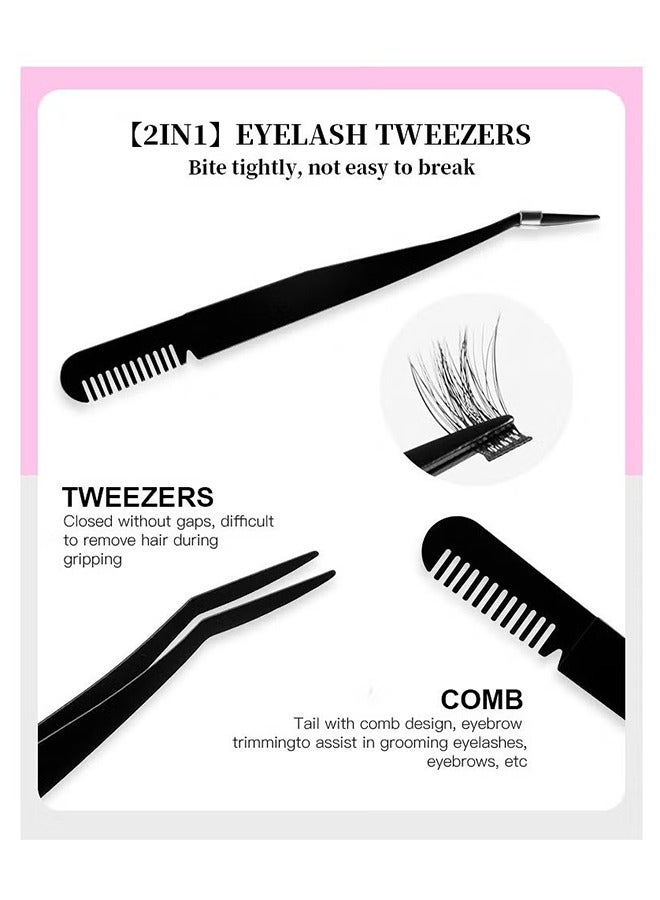 Individual Lashes Cluster Lashes DIY Eyelash Natural Look 3D Effect Black Individual False Eyelashes with Eyelash Glue