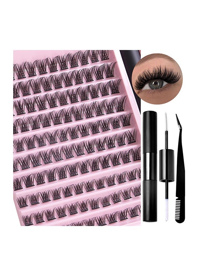 Individual Lashes Cluster Lashes DIY Eyelash Natural Look 3D Effect Black Individual False Eyelashes with Eyelash Glue