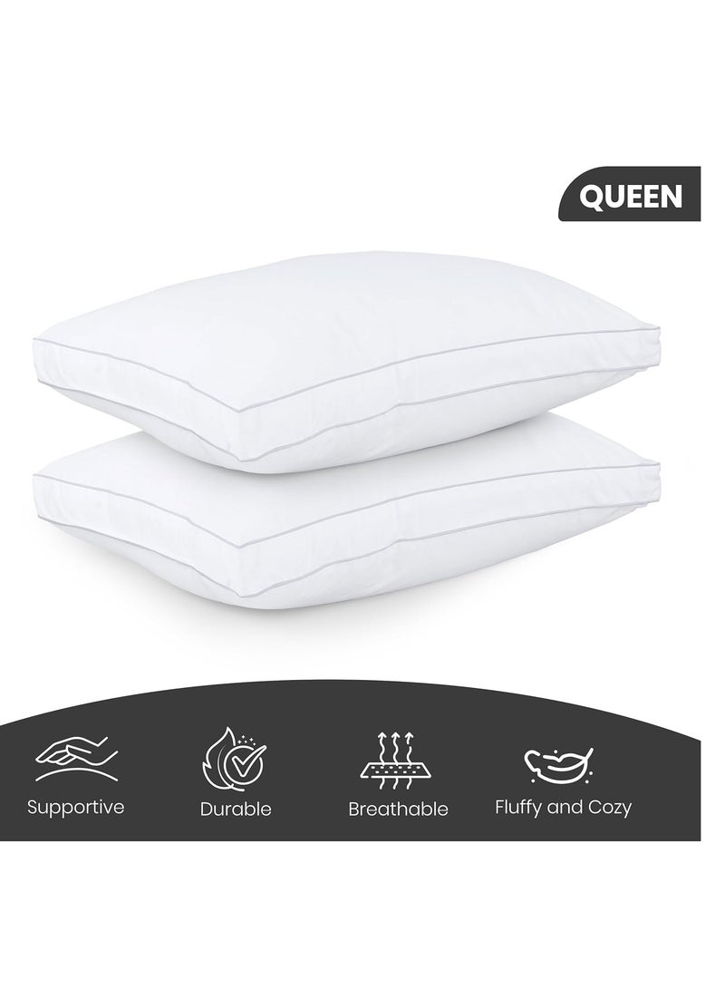 Utopia Bedding Bed Pillows for Sleeping Queen Size (White), Set of 2, Cooling Hotel Quality, Gusseted Pillow for Back, Stomach or Side Sleepers