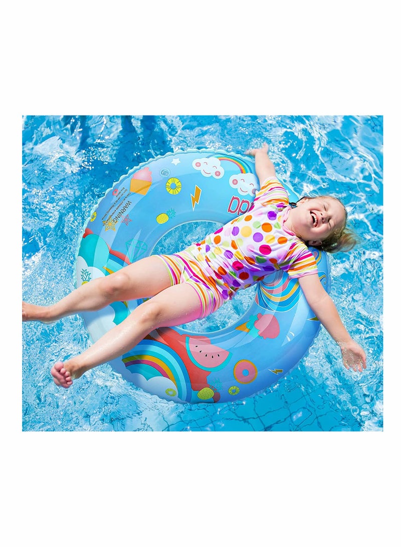 Inflatable Swim Rings, Cartoon Inflatable Round Swimming Float Ring Floatie Water Fun Beach Party Swim Pool Toys with Repair Patch for Kids Adults