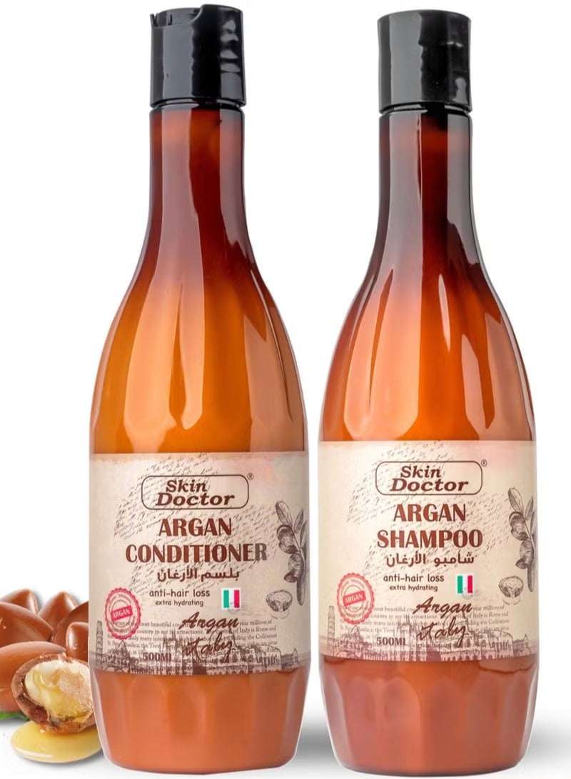 Moroccan Argan Oil Shampoo & Conditioner Pack - Ultra Hydrating - Repairs and Protects Dry Hair - Improves Hair Health - Soften & Strengthen Hair for Damaged, Dry Frizzy and Hair Loss (1000 ml)