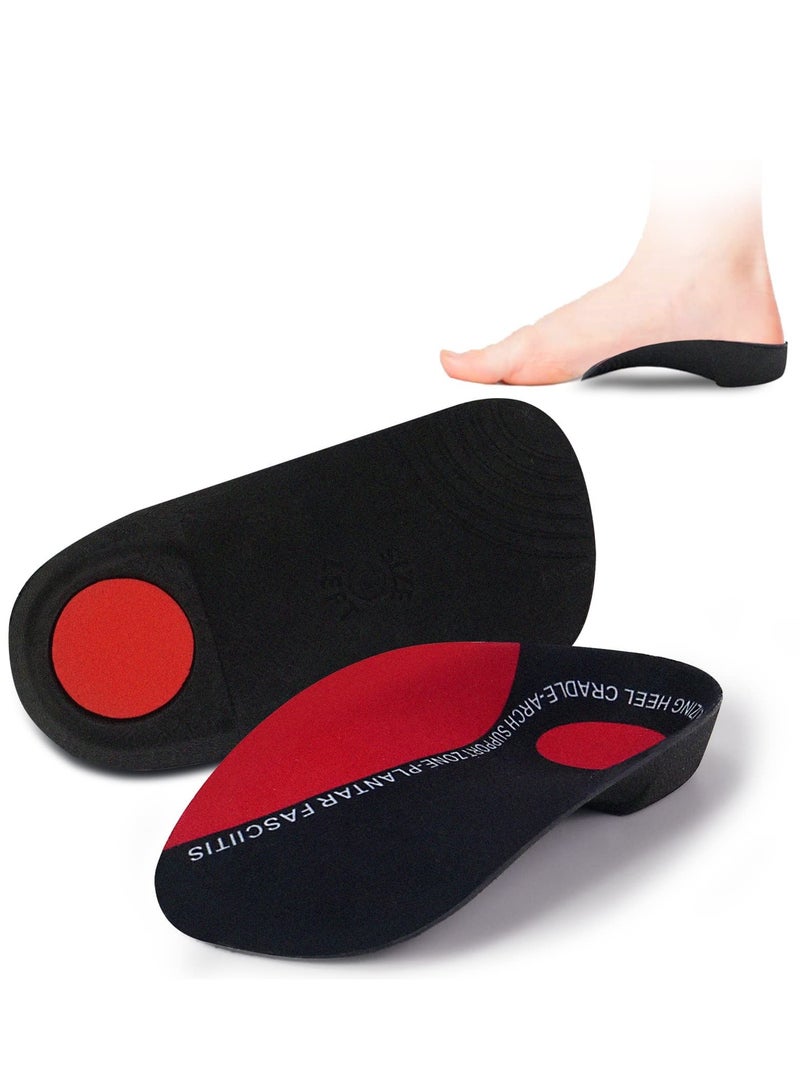 3/4 Length Plantar Fasciitis Arch Support Insoles for Men Women and Kids, Orthotics Shoe Inserts for High Arch, Flat Feet, Over-Pronation, Heel Pain Relief, Heel Cushion Inserts, S: Men5-6/Women6-7